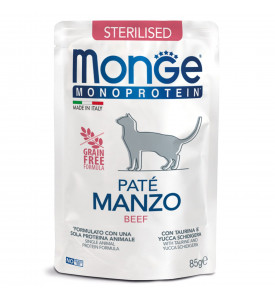 Monge, Cat Monoprotein Pouch, влаж. корм д/стерил.кошек (говядина)